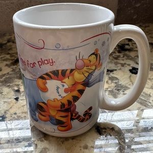Disney Winnie the Pooh Tigger Eeyore Snow Day Time for Play coffee tea mug cup